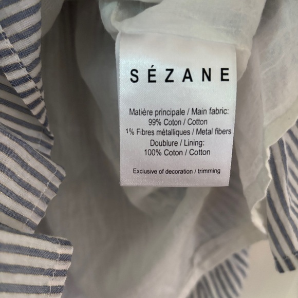 Sezane Naxos Sundress Mini Dress Blue White Striped Tassel Tie Adjustable Size 4 - Picture 8 of 12
